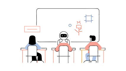 ai technology in education set student and teacher characters using artificial intelligence generative tools for learning teaching school lesson planning exam preparation vector illustratio 76112988 3