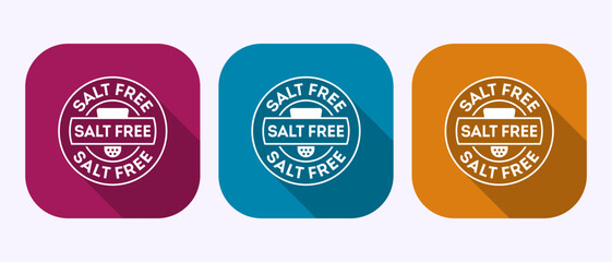 Salt free icon design illustration. Sodium free icon, No salt sign symbol in shadow button design