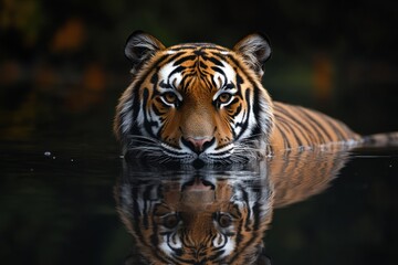 Obraz premium Tiger close up in dark background