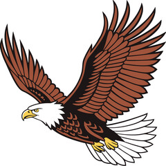 Colored Eagle Design Illustration. Eagle Bird Colored Art Design. Majestic Eagle Colored Drawing. Flying Eagle Flat Style Artwork