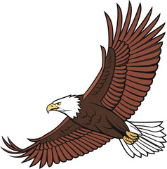 Obraz premium Colored Eagle Design Illustration. Eagle Bird Colored Art Design. Majestic Eagle Colored Drawing. Flying Eagle Flat Style Artwork