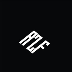 AZF letter logo design on black background.