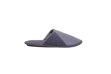 men's slipper on white background, casual slippers for men, one gray slipper