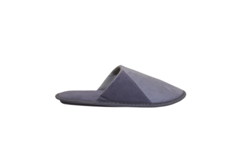 men's slipper on white background, casual slippers for men, one gray slipper