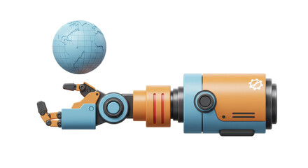 Isolated Robot arm earth