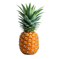 Fototapeta premium Vibrant close-up of a ripe pineapple with spiky green leaves against a transparent background.