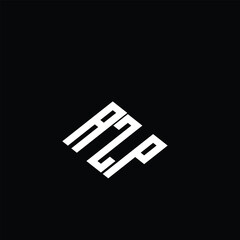 AZP letter logo design on black background.