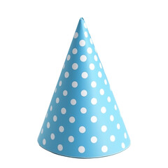 Blue polka dot party hat for festive celebrations. PNG image, transparent background