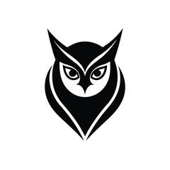 Sleek black and white owl design perfect for logos and branding in a modern and minimalist style