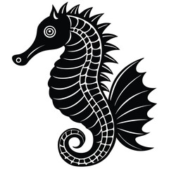 Adobe IllustrVector linocut sea horse illustration on folded paperator Artwork