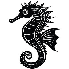 Adobe IllustrVector linocut sea horse illustration on folded paperator Artwork