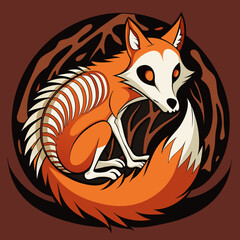fox skeleton curled in a den