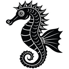 Adobe IllustrVector linocut sea horse illustration on folded paperator Artwork