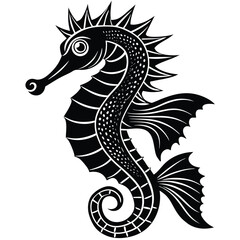 Adobe IllustrVector linocut sea horse illustration on folded paperator Artwork