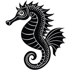 Adobe IllustrVector linocut sea horse illustration on folded paperator Artwork