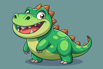 Adorable Cartoon Green Baby Dinosaur Illustration
