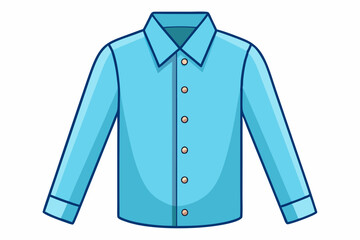 Naklejka premium Light Blue Long Sleeve Button Down Shirt Cartoon Illustration