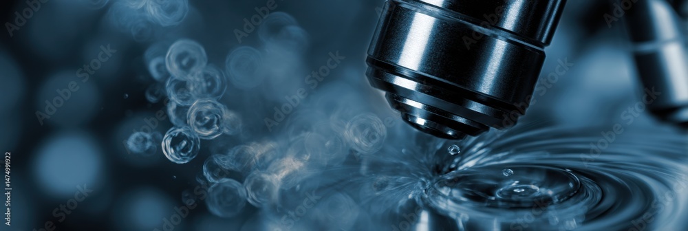Leinwandbilder exploration of microscopic structures with abstract blue overlay showcasing intricate details in a s