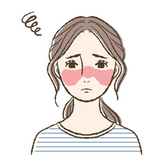 蝶形紅斑に悩む女性のイラスト