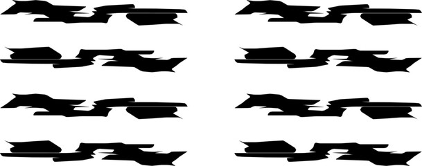 Black paint brush strokes collection isolated on white background. Paint brush template set. Grunge texture effect. Grunge paint style concept graphic design elements