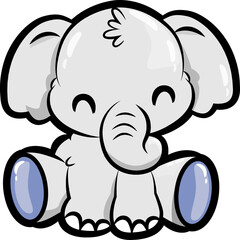 cute chibi baby elephant