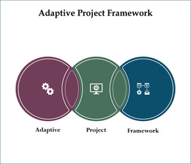 APF - Adaptive Project Framework acronym. Infographic template with icons and description placeholder