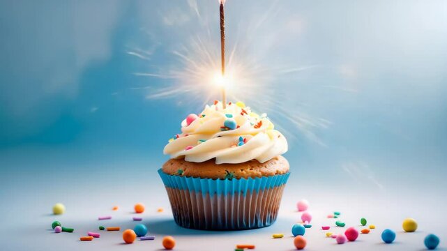 Festive animated birthday cake with sparkler effect