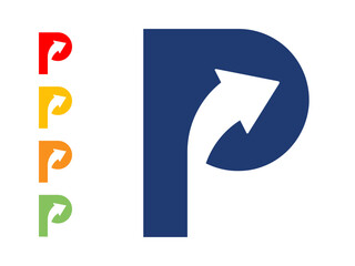 P arrow illustration icon set