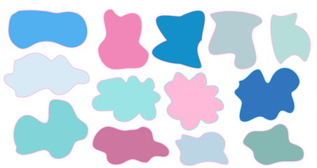  colorful blue and pink shapes design background set of vibrant hand drawn elements for,banners, cards, social media,abstract background with bright spots
