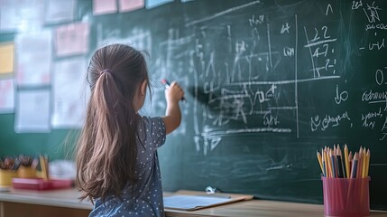 A young child with shoulder-length brown hair is drawing on a digital touchscreen display using a stylus.