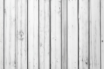 Fototapeta premium Vertical painted white wood planks. Detailed texture shows wood grain and nail/screw holes. Simple and clean background
