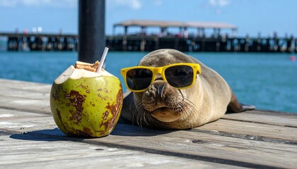 Obraz premium sunglasses on the beach