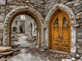 Fototapeta premium secret door behind mirror in old room