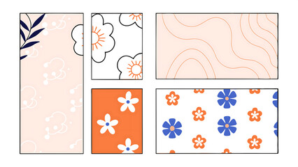 set of luxury floral line pattern golden background hand drawn plants leaves for packaging social media post cover banner creative post and wall arts 65314861 4