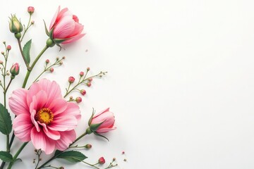 Fototapeta premium Delicate, small-scale floral print on white background, floral, summer, small flowers