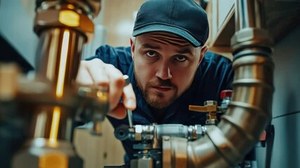 Skilled Technician Working with Industrial Equipment in a Modern Workshop Environment 4k video footage