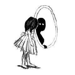 girl with a mirror shadows