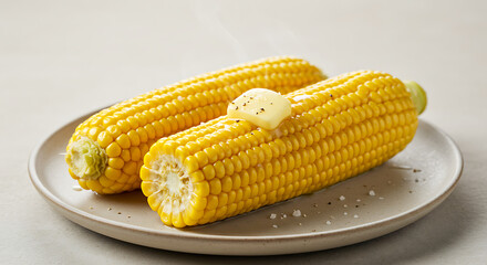 Fresh corn on the cob with butter food photography delicious meal healthy eating summer barbecue tasty snack
