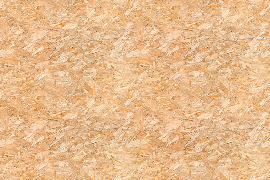 OSB Oriented strand board wood house seamless background texture &ndash; pattern of flat fibreboard building panel from wooden chip material used in construction of floor, roof and walls.