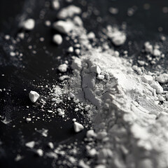 Abstract Explosion of White Powder on Black Background
