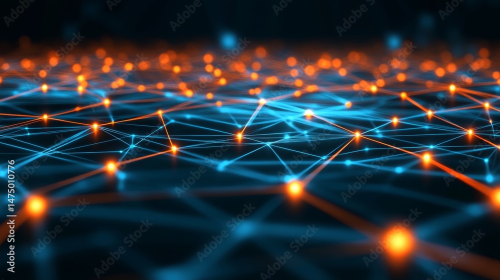 Poster digital network connections abstract technology visualization global data flow graphic design high-t