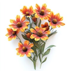 Stunning bouquet of bright orange and red gerbera daisies set against a lush verdant garden backdrop  The flowers are in full bloom exuding a sense of natural beauty and freshness