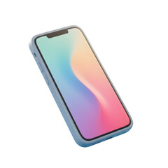 Sleek smartphone with pastel abstract wallpaper. 3d rendering isolated on white background. Cartoon plastic style