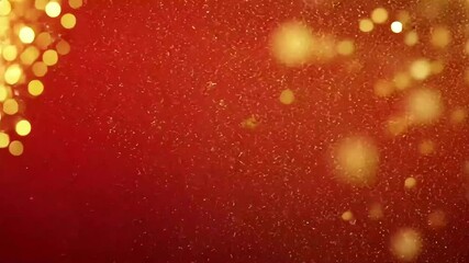 Golden glitter sparkles on a vibrant red background, creating a festive, luxurious atmosphere - Powered by Adobe