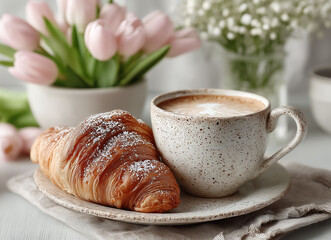 cup of coffee and croissant