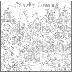 Obraz premium Sweet escape to a land of candy, gingerbread houses, lollipop trees, and whimsical structures