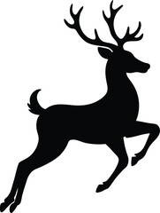Reindeer Jumping silhouette illustration 