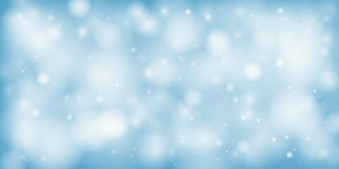 Abstract blue bokeh background with bright, soft glow. Festive and dreamy, perfect for holiday or winter themes. Shiny bubbles and sparkles create a magical, elegant atmosphere. Vector design.