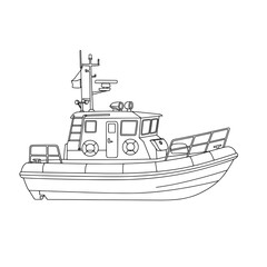 Obraz premium Illustration of a boat with life savers on the side and a radio tower at top
