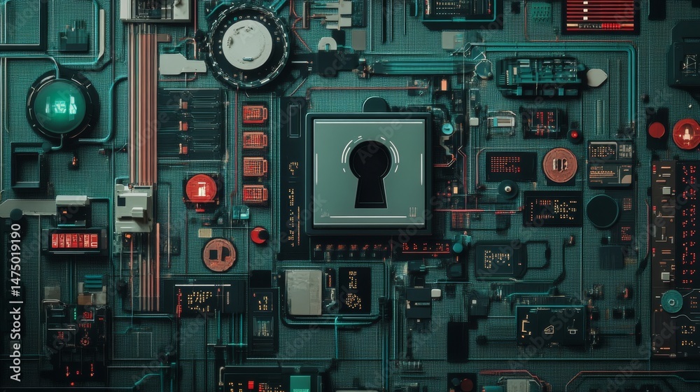 Poster digital security concepts virtual environment technology graphics high-tech setting abstract viewpoi